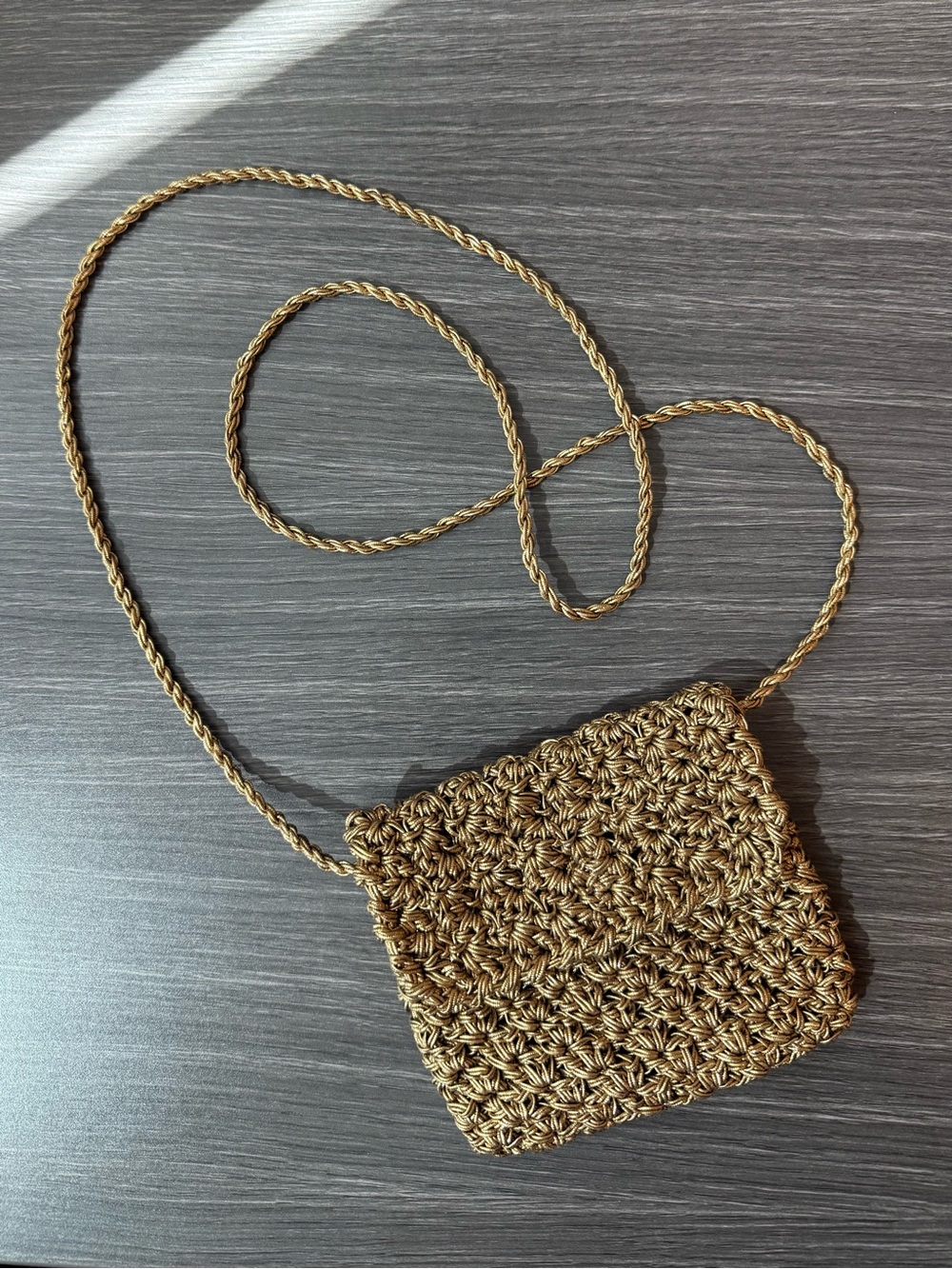 Ann Taylor Handwoven Mini Crossbody Magnetic Snap Closure - Gold